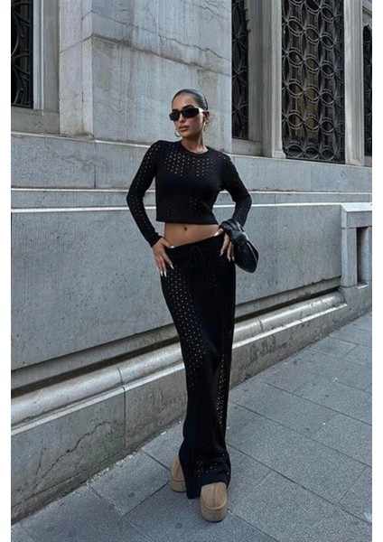 Macey Kroşe Crop Takım 9882