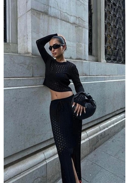 Macey Kroşe Crop Takım 9882