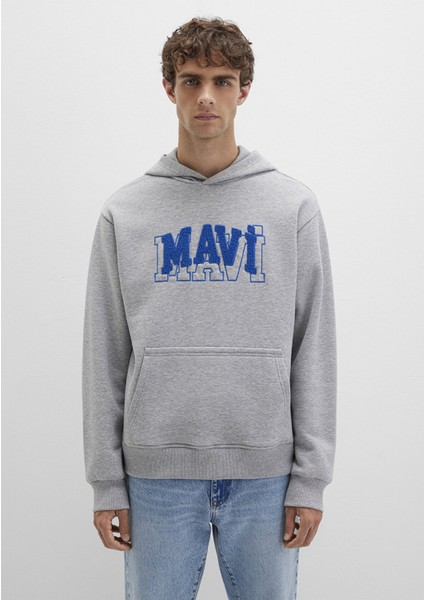 Erkek Mavi Kapüşonlu Sweatshırt Gri Melanj 0S10413-80018 modelleri