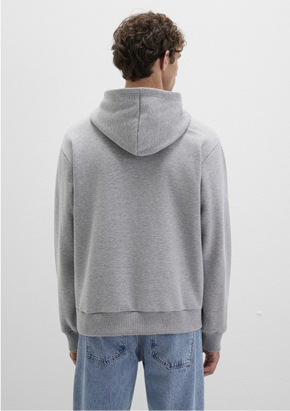 Erkek Mavi Kapüşonlu Sweatshırt Gri Melanj 0S10413-80018 fırsatları