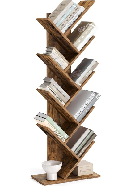 Ağaç Kitap Rafı, 8 Katlı Ayaklı Kitaplık, Oturma Odası, Ev Ofis Için Ahşap Raflı, LBC11BX
