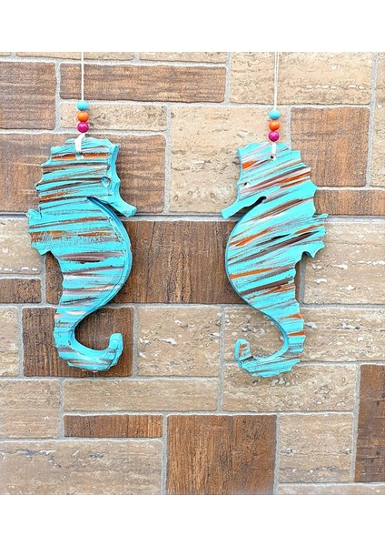 Denizatı Duvar Süsü, Ahşap El Yapımı, Renkli Boncuklu, 2&apos;li Set