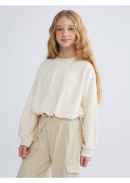 Yeni Sezon Bisiklet Yaka Basic Kız Çocuk Sweatshirt
