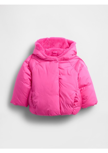 Kız Bebek Pembe Cozy Puffer Şişme Mont