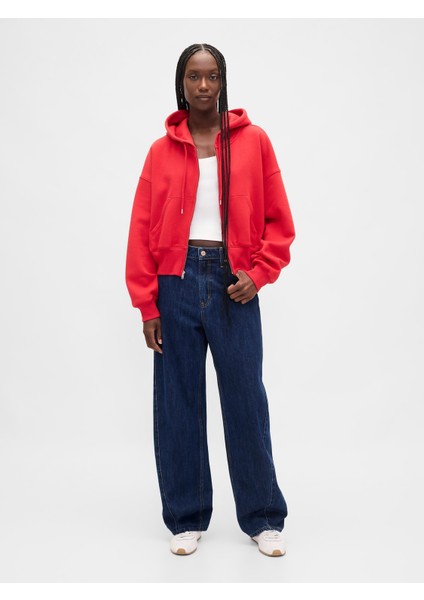 Kadın Kırmızı Vintagesoft Fermuarlı Wedge Sweatshirt