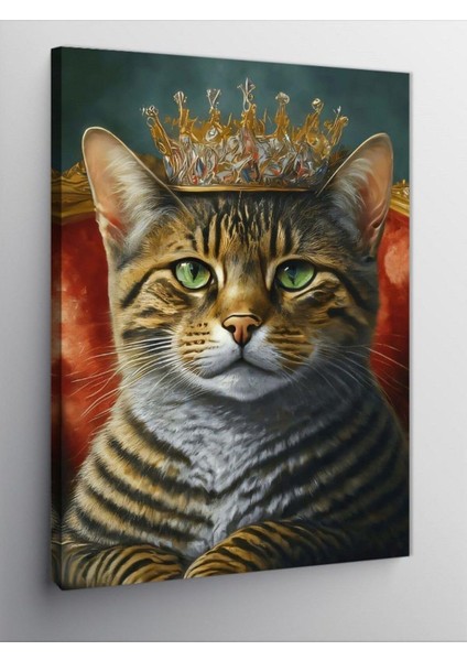 Kanvas Tablo Kral Taçlı Kedi 50 x 70 CNVSDKEY-125557-50-70