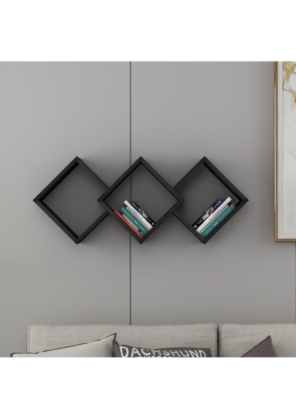 Duvar Rafı Ahşap Siyah