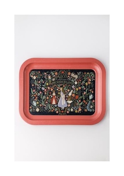 Alices Desenli Metal Tepsi - Çay Kahve Tepsisi - Sunum Tepsisi 23 cm x 31 cm ( Alices) modelleri