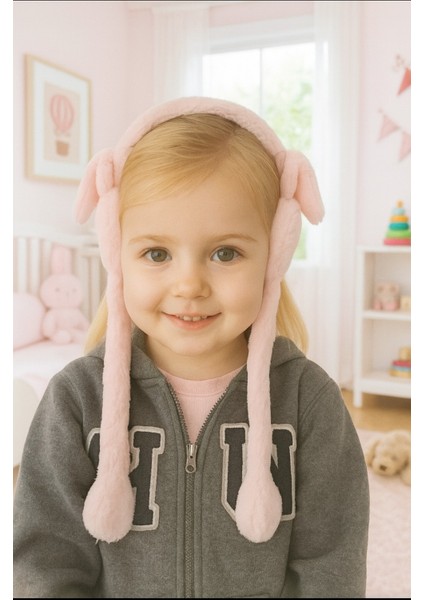 Kız Çocuk Hareketli Peluş Kulaklık Kışlık Kulaklar Havaya Kalkıyor Basınca modelleri