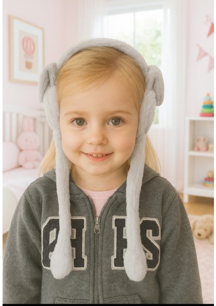 Kız Çocuk Hareketli Peluş Kulaklık Kışlık Kulaklar Havaya Kalkıyor Basınca indirimleri