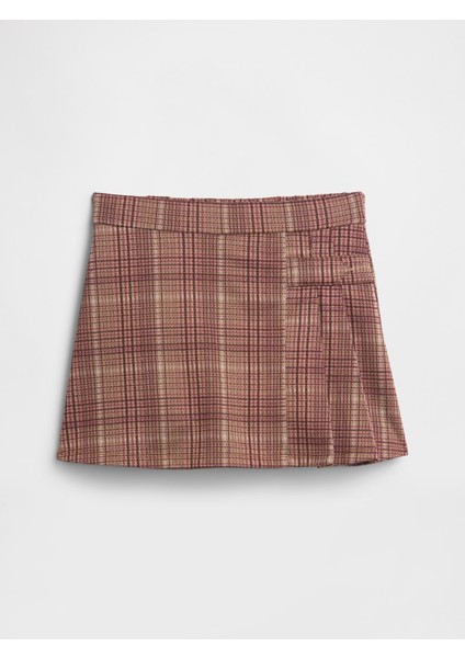 Kız Çocuk Kahverengi Pull-On Pileli Şort Etek