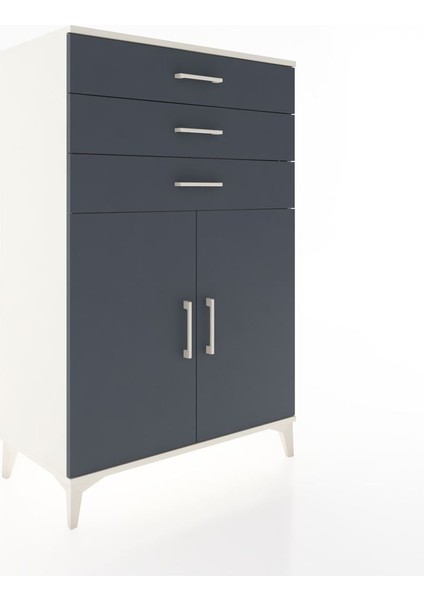 Hyperion Dolap Tek Raflı 3 Çekmeceli 2 Kapaklı 88X44X134 Aytaşı-Antrasit fiyatları