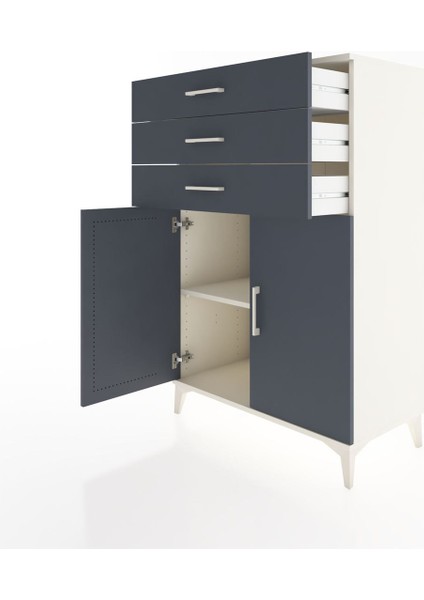 Hyperion Dolap Tek Raflı 3 Çekmeceli 2 Kapaklı 88X44X134 Aytaşı-Antrasit fırsatları