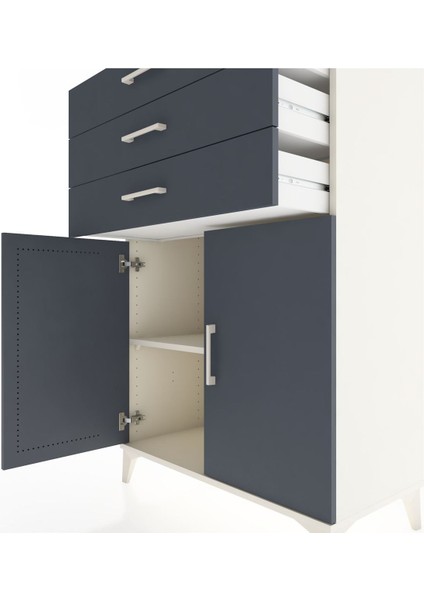 Hyperion Dolap Tek Raflı 3 Çekmeceli 2 Kapaklı 88X44X134 Aytaşı-Antrasit indirimleri