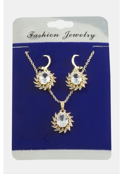 Rüzgar Gülü Zirkon Taşlı Set Kolye