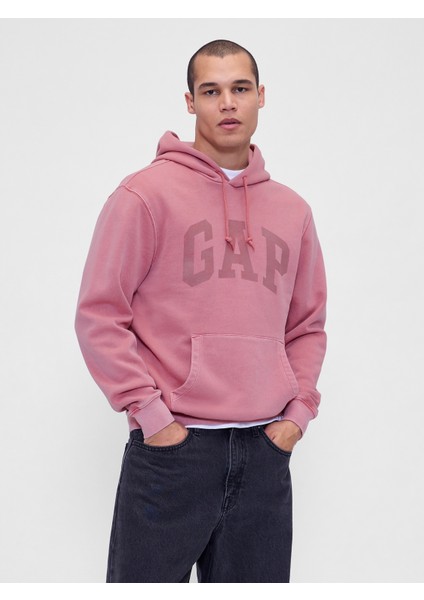Erkek Açık Pembe Vintagesoft Arch Gap Logo Sweatshirt