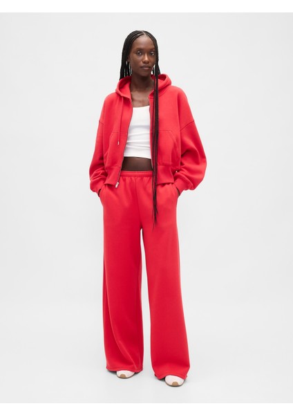 Kadın Kırmızı Vintagesoft Baggy Wide-Leg Eşofman Altı