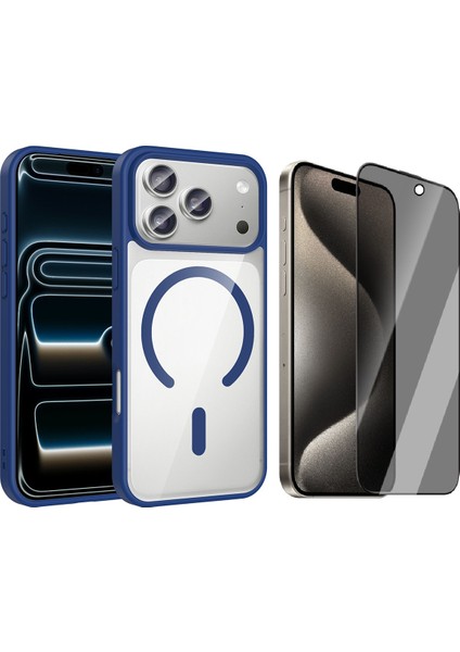 iPhone 17 Pro Max Kılıf M-Safe Wireless Şarj Özellikli Silikon Zore Ege Kapak + Hayalet Ekran Koruyucu