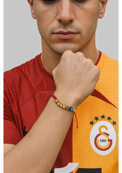 Galatasaray 5.yıldız Nazar Detaylı Taraftar Hematit Doğal Taş Bileklik - El Yapımı Ayarlanabilir fiyatları
