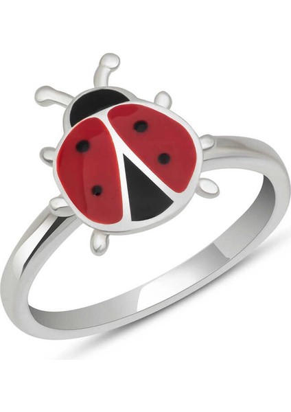 Gümüş Uğur Böceği Çocuk Kız Yüzük