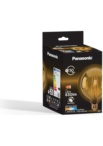 E27 Dim Edilebilir Filaman G95 Lamba 7W 630LM 2000K