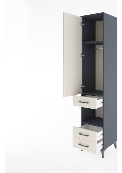 Hyperion Dolap 3 Raflı 3 Çekmeceli Tek Askılı 44X44X221 Antrasit-Aytaşı fırsatları