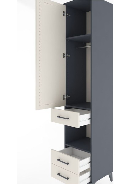 Hyperion Dolap 3 Raflı 3 Çekmeceli Tek Askılı 44X44X221 Antrasit-Aytaşı indirimleri