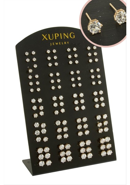 60 Çift Xuping Lüks Tektaş Çelik Küpe
