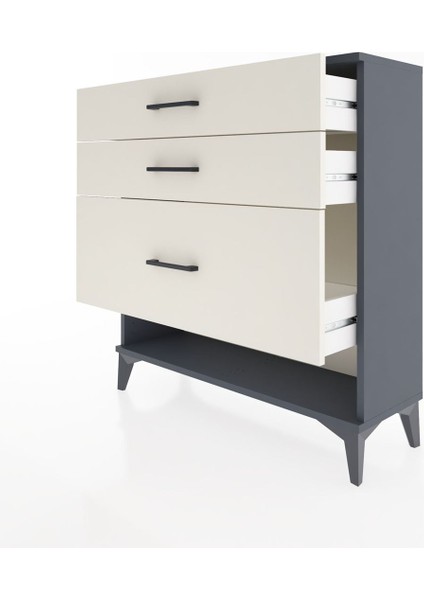 Arges Şifonyer 3 Çekmeceli 88X30X96 Antrasit-Aytaşı fırsatları