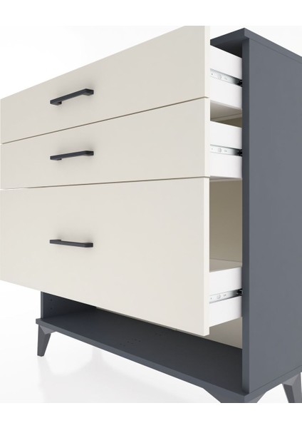 Arges Şifonyer 3 Çekmeceli 88X30X96 Antrasit-Aytaşı indirimleri