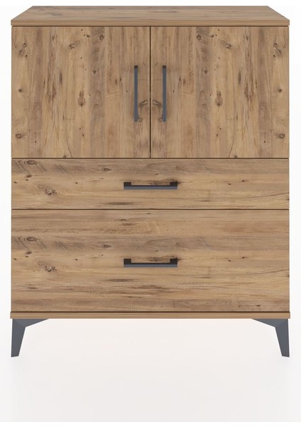 Arges Şifonyer 2 Raflı 2 Çekmeceli 2 Kapaklı 88X30X106 Çam-Çam