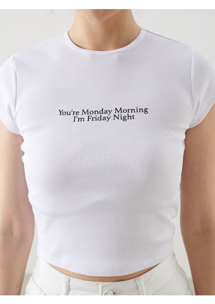 Yeni Sezon Bisiklet Yaka Slogan Baskılı Kadın Body fırsatları