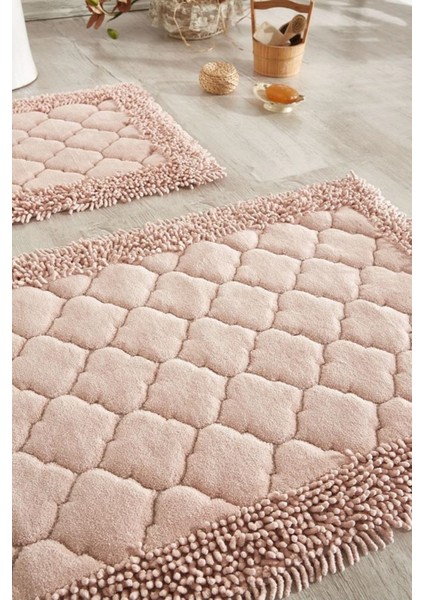 Yumuşak Pamuklu Paspas ve Klozet Takımı, Pudra Renk, Konfor ve Şıklık Bir Arada