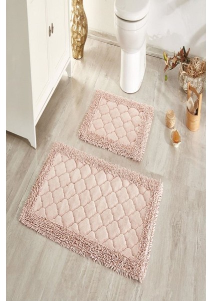 Yumuşak Pamuklu Paspas ve Klozet Takımı, Pudra Renk, Konfor ve Şıklık Bir Arada fiyatları