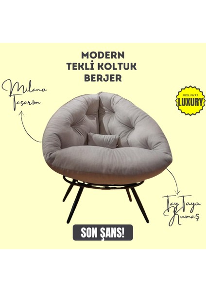 Aurelia Berjer | Riviera Collection | Modern & Zarif Tekli Koltuk Berjer | Rahat Dinlenme Koltuğu