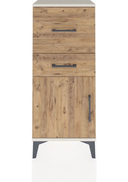 Arges Komodin Tek Raflı 2 Çekmeceli Tek Kapaklı 44X30X106 Aytaşı-Çam
