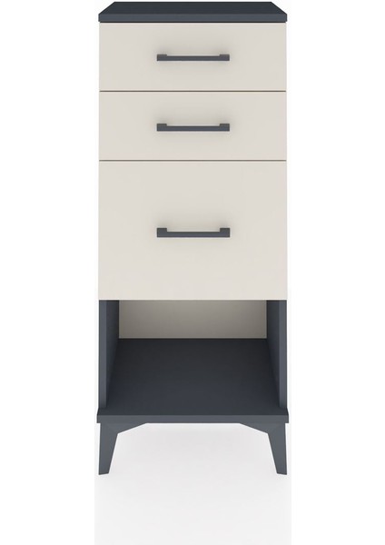 Arges Komodin 3 Çekmeceli 44X30X106 Antrasit-Aytaşı