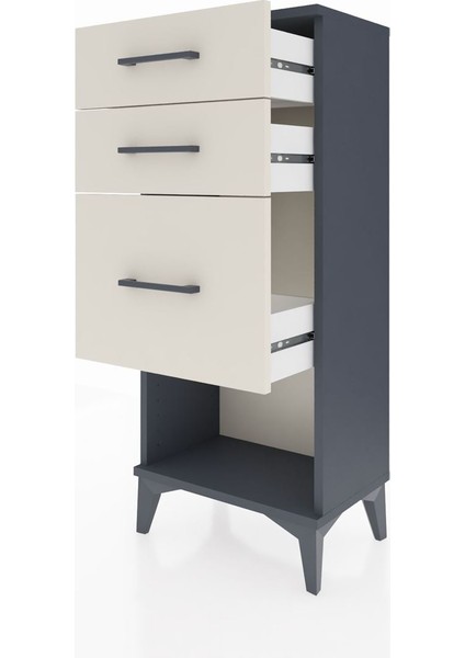 Arges Komodin 3 Çekmeceli 44X30X106 Antrasit-Aytaşı fırsatları