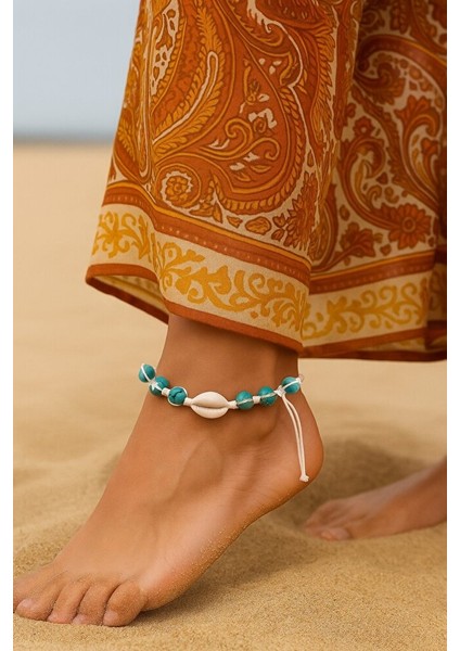 Turkuaz Taşlı Deniz Kabuğu Makrome Bileklik – El Yapımı Ayarlanabilir fırsatları