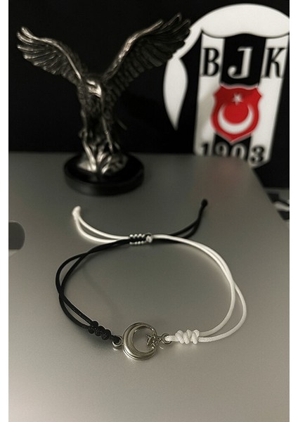Beşiktaş Ay Yıldız Figürlü Taraftar Makrome Bileklik – El Yapımı Ayarlanabilir