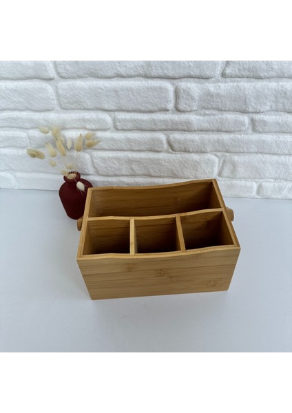 4 Gözlü Çatal Kaşıklık Bıçaklık Peçetelik Kulplu Sepet Çok Amaçlı Bambu Düzenleyici 23*16*12 cm modelleri