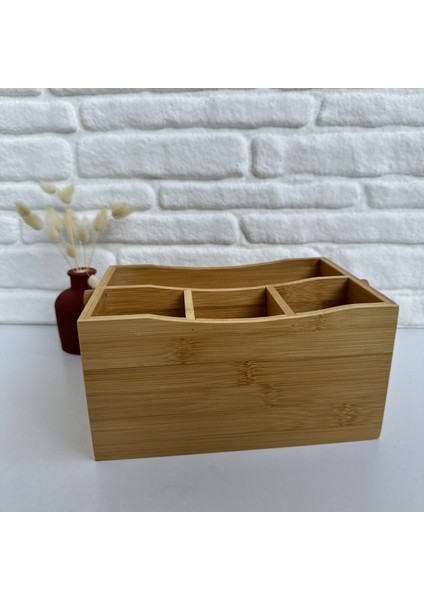 4 Gözlü Çatal Kaşıklık Bıçaklık Peçetelik Kulplu Sepet Çok Amaçlı Bambu Düzenleyici 23*16*12 cm fırsatları