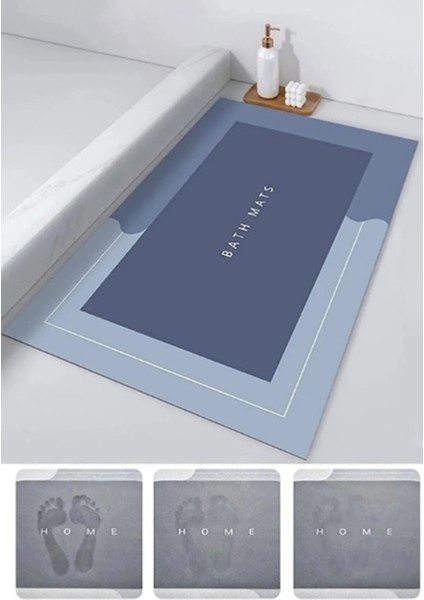 Mavi Su Emici Paspas 40X60 cm Kaymaz Taban Şık Tasarım