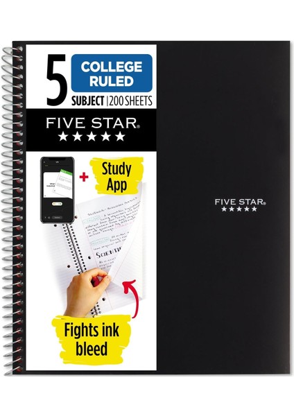 Star Spiral Notebook 1 Paket Siyah