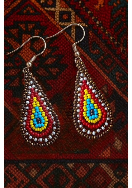 Renkli Boncuklu Damlacık Küpe – Bohem & Etnik Stil