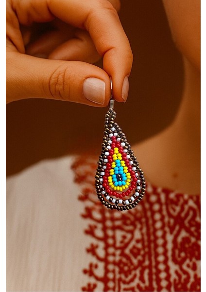 Renkli Boncuklu Damlacık Küpe – Bohem & Etnik Stil indirimleri