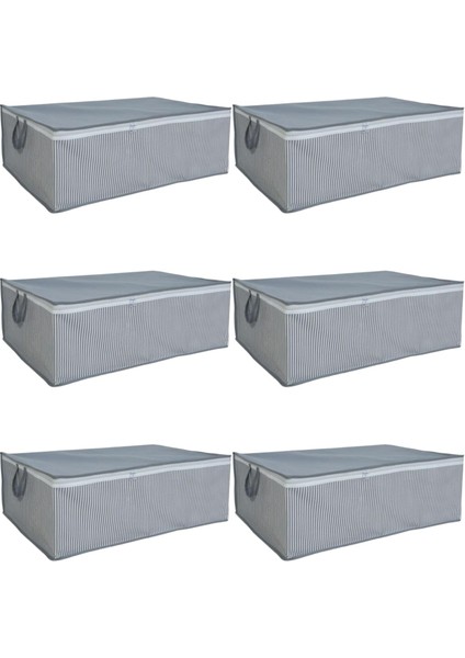 6 Adet Çizgili Hurç Seti Büyük Boy Altı Çekyat Düzenleyeci Çeyiz Bohçası 64 x 48 x 22