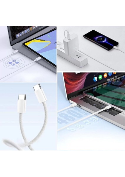 Apple 15/15 Pro Type-C To Type-C Hasır Örgü Hızlı Şarj Kablosu (1m) (4172) fiyatları