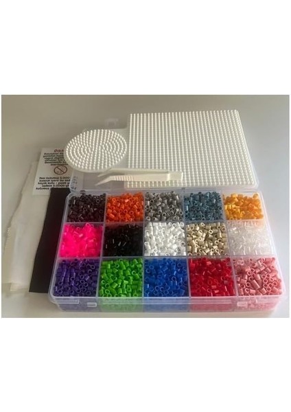 Ütü ile Yapışan Boncuk Seti 5000&APOS;LI Midi Boy Boncuk + Dizme Kalıbı + Cımbız + Magnet