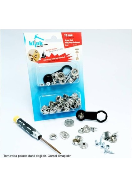 15 mm Kendin Yap Kiti, Sert Zemin Için Çekiçle Uygulama Aparatları ve Gümüş Renk 15 Adet Vidalanan Çıtçıt Düğme Takım-Paslanmaz Pirinç fiyatları